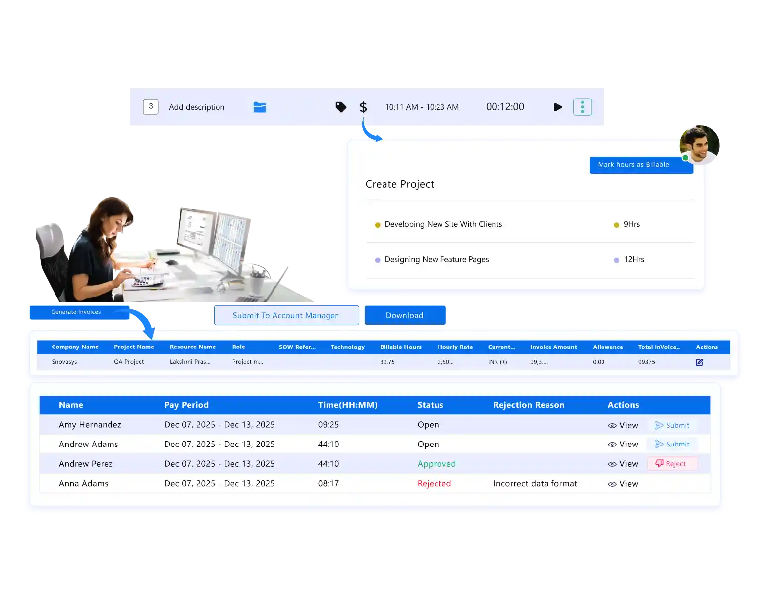 timesheets and invoicing dashboard 